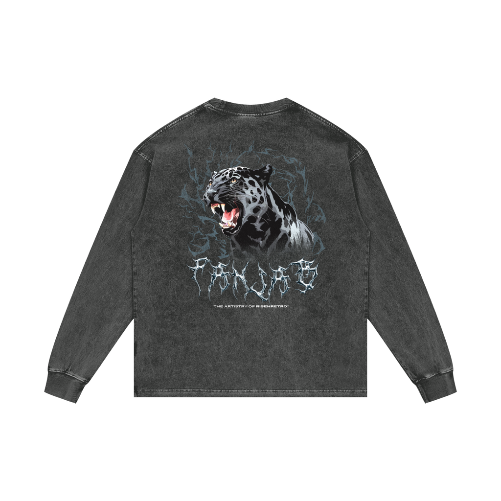PANJAB Panther Y2K | RisenRetro | Acid Wash Oversize Long Sleeve T-Shirt