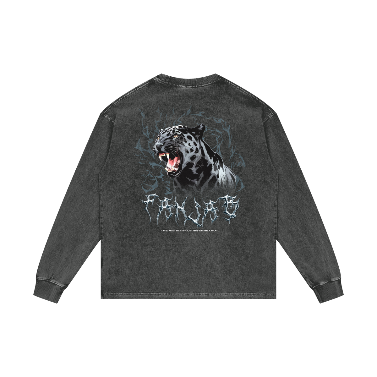 PANJAB Panther Y2K | RisenRetro | Acid Wash Oversize Long Sleeve T-Shirt