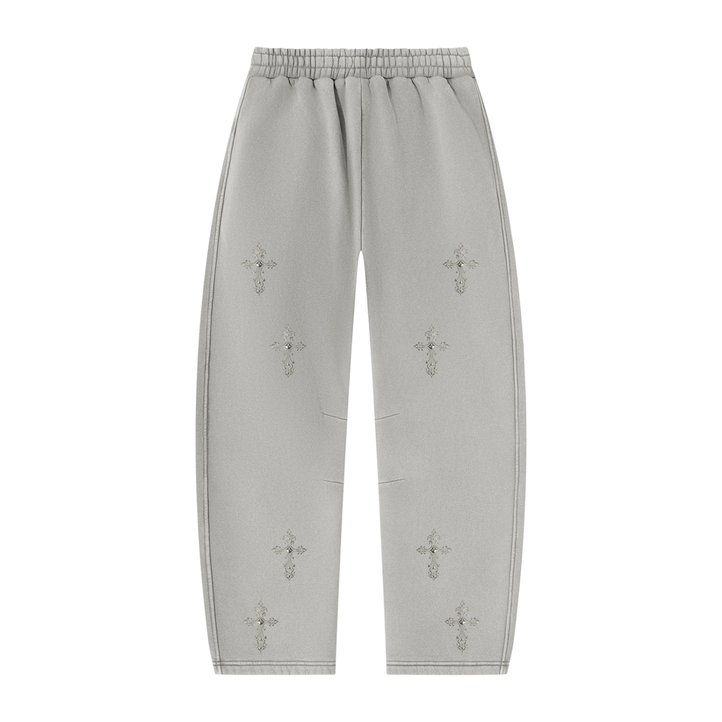 CHROME CROSS | RisenRetro | Unisex Vintage Wash Barrel Leg Fleece Sweatpants