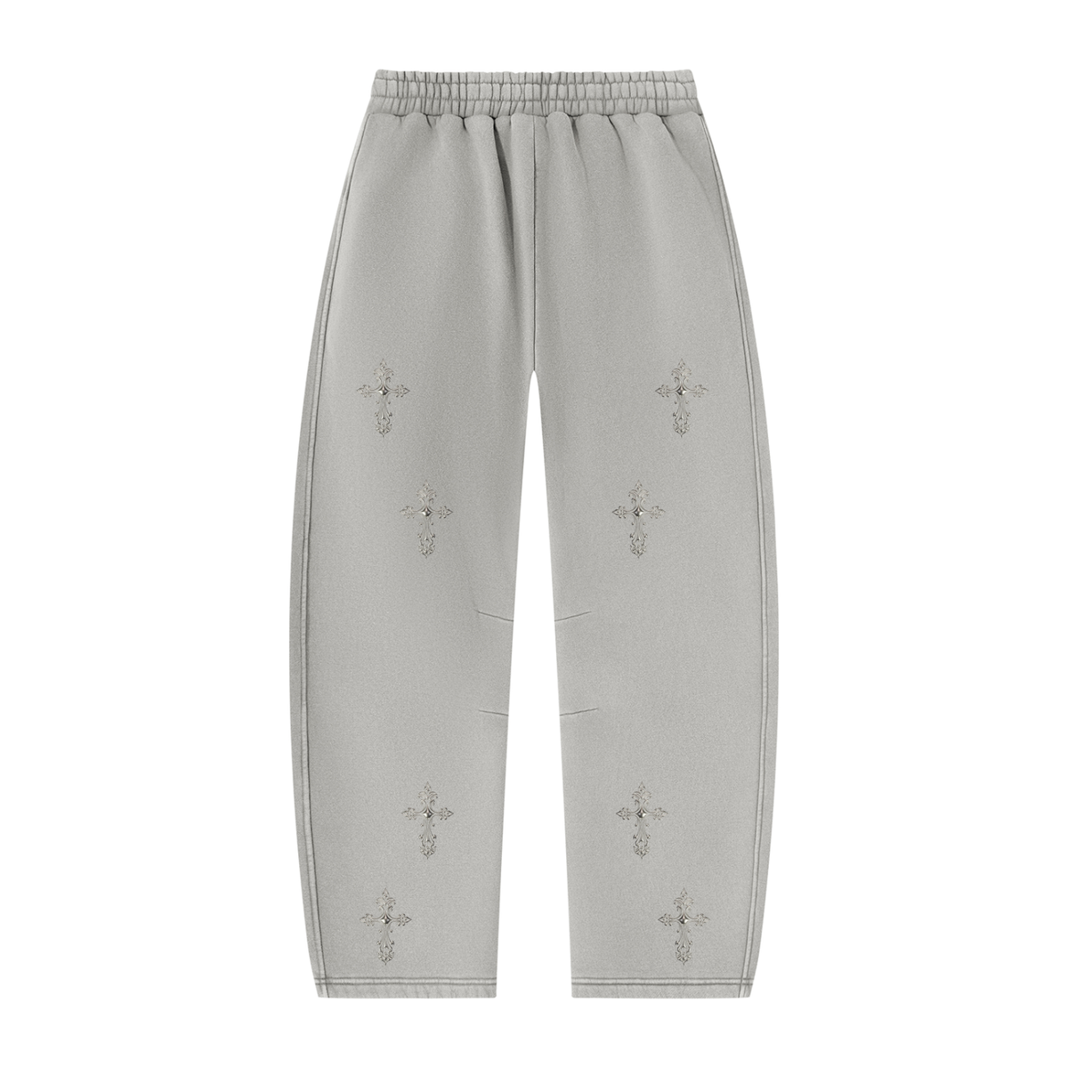 CHROME CROSS | RisenRetro | Unisex Vintage Wash Barrel Leg Fleece Sweatpants
