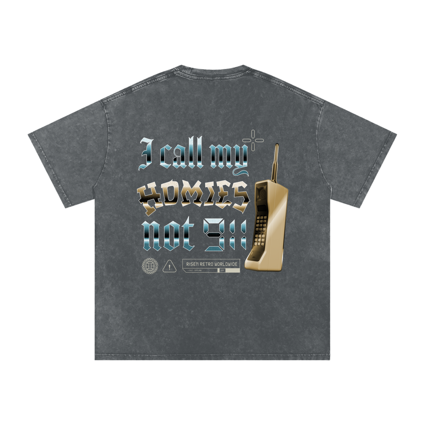HOMIES 911 x RISEN RETRO Snow Washed Oversized Cotton T-Shirt