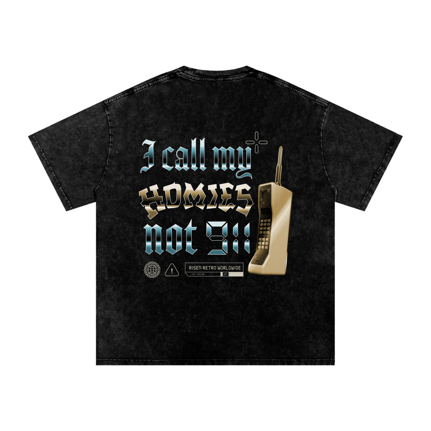 HOMIES 911 x RISEN RETRO Snow Washed Oversized Cotton T-Shirt