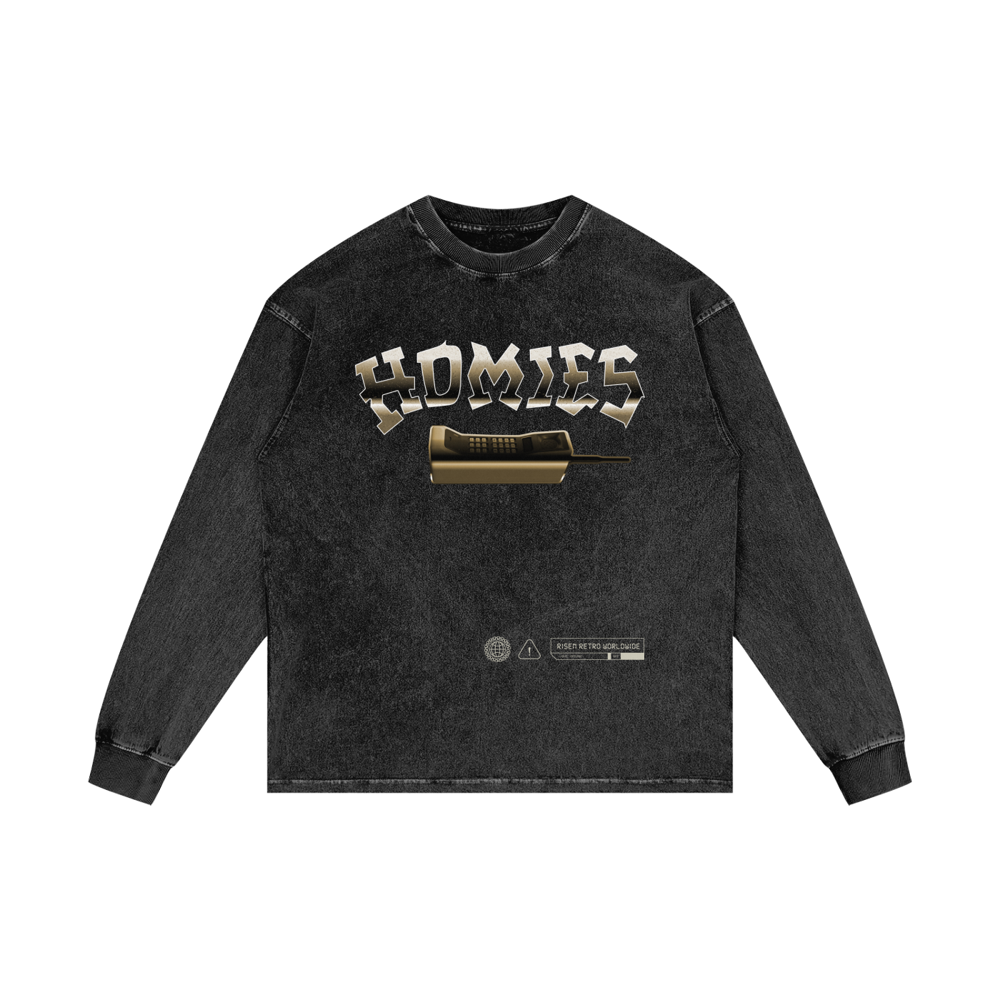 HOMIES 911 X RisenRetro Acid Wash Oversize Long Sleeve T-Shirt