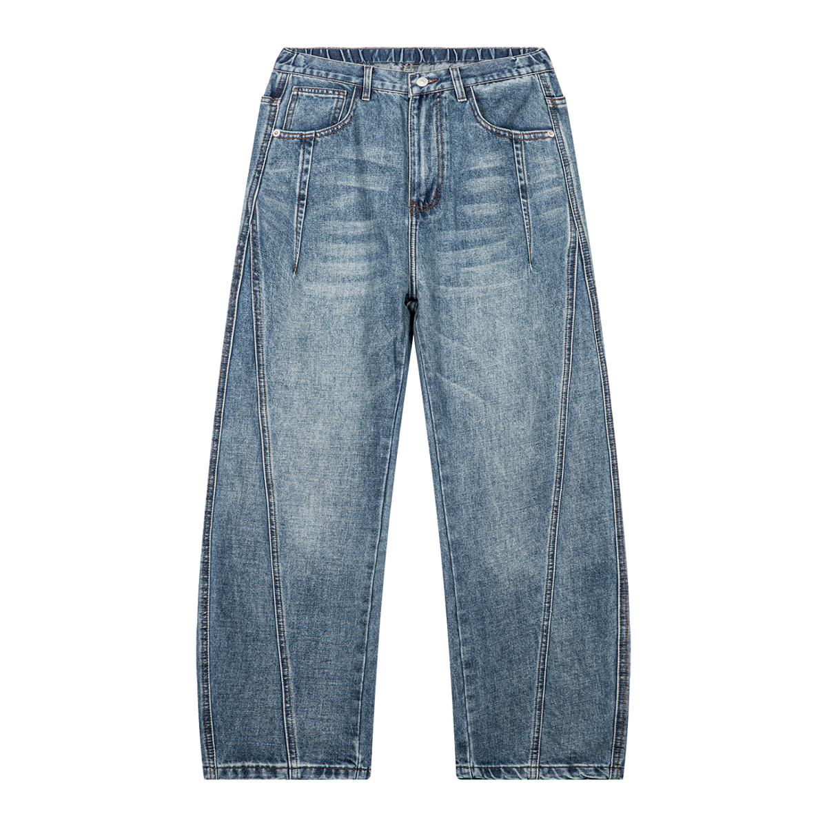 RISENRETRO | Unisex Vintage Wash Barrel Leg Denim Jeans