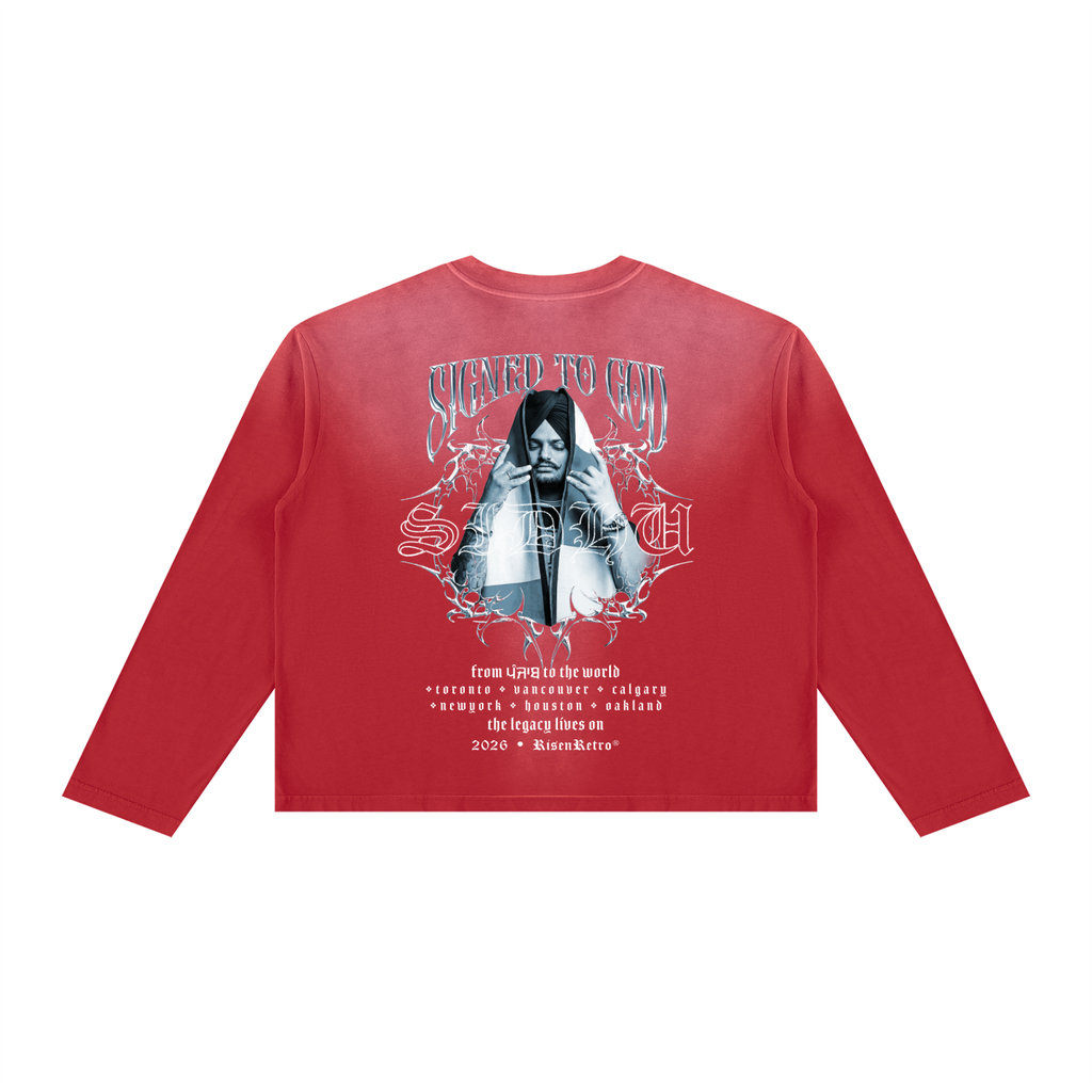 SIGNED TO GOD | Unisex Sunfade Boxy Long Sleeve T-Shirt | RISENRETRO | SMW