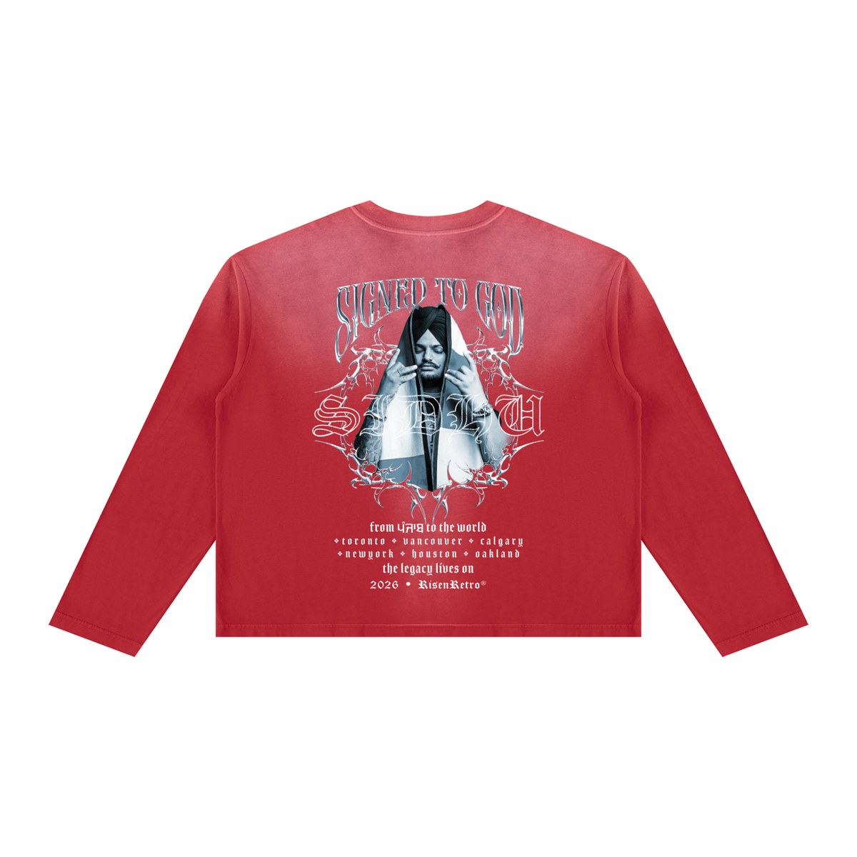 SIGNED TO GOD | Unisex Sunfade Boxy Long Sleeve T-Shirt | RISENRETRO | SMW