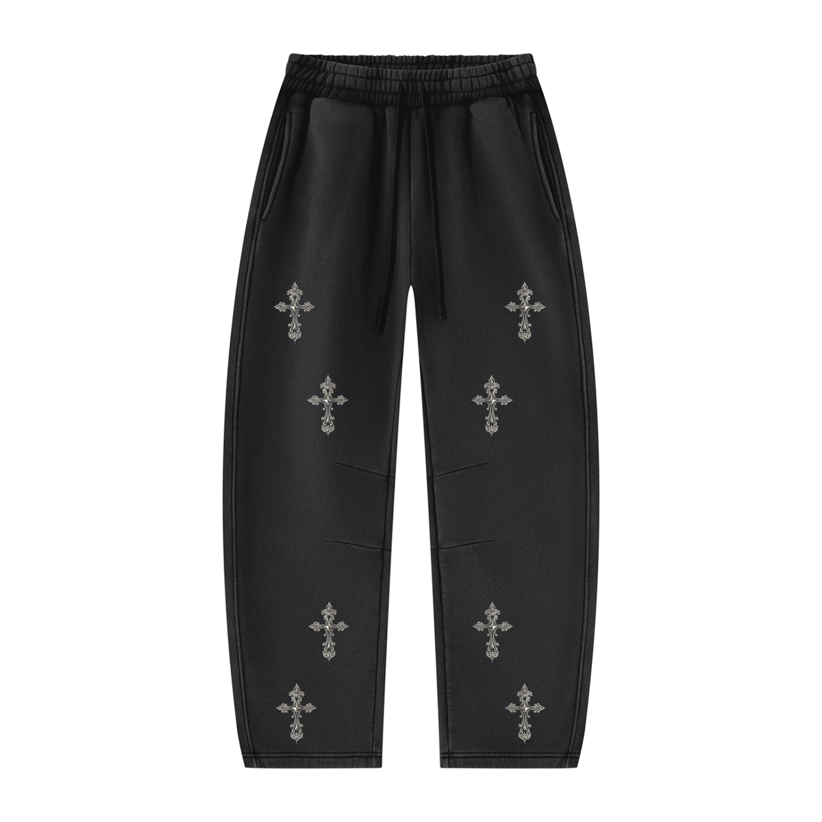 CHROME CROSS | RisenRetro | Unisex Vintage Wash Barrel Leg Fleece Sweatpants