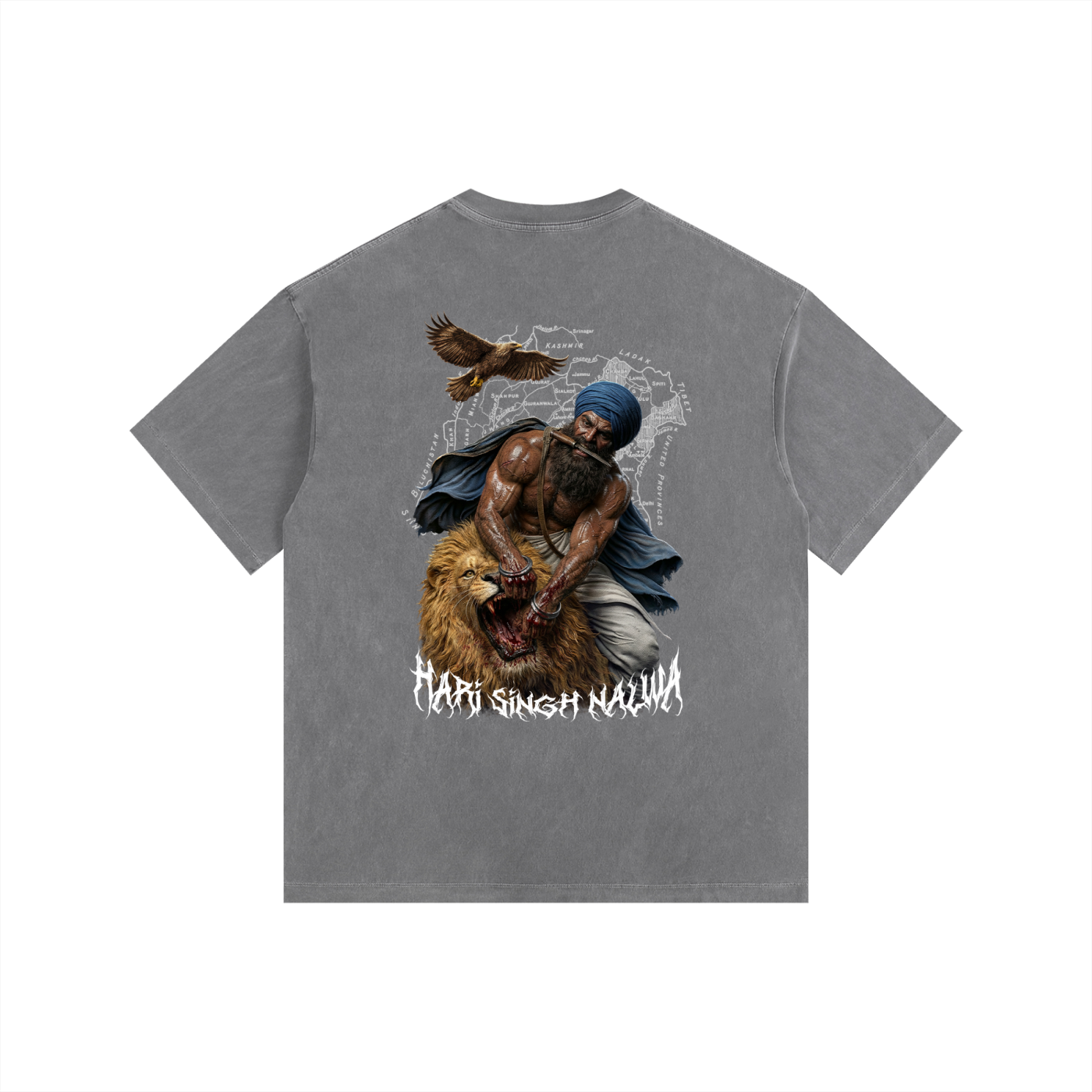 SHER - E -PANJAB NALWA Vintage Washed Oversized Cotton T-Shirt