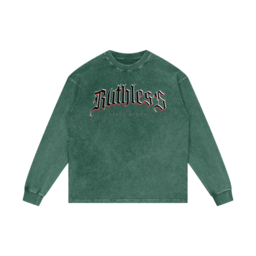 RUTHLESS  | RISENRETRO | Acid Wash Oversize Long Sleeve T-Shirt