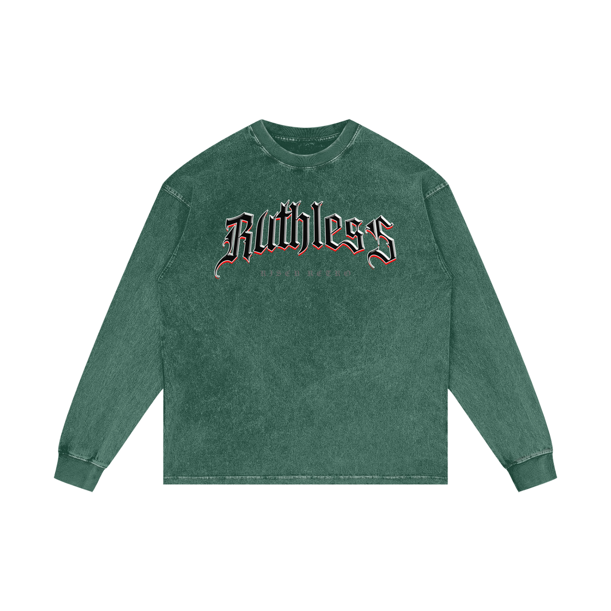 RUTHLESS  | RISENRETRO | Acid Wash Oversize Long Sleeve T-Shirt