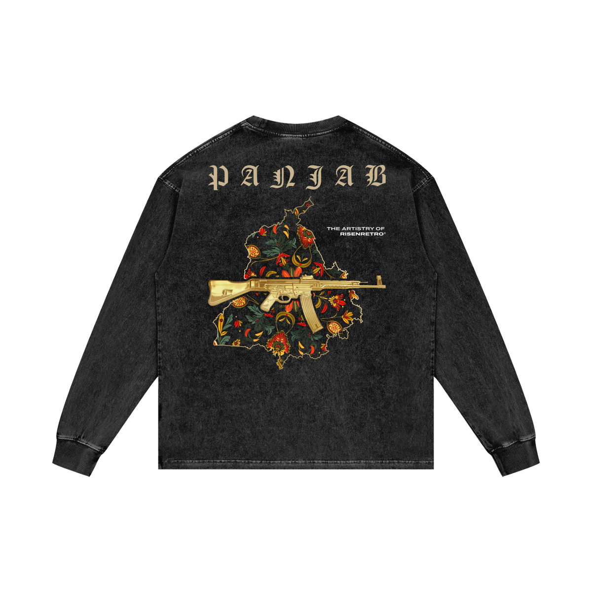 VINTAGE PANJAB | RISENRETRO | Acid Wash Oversize Long Sleeve T-Shirt