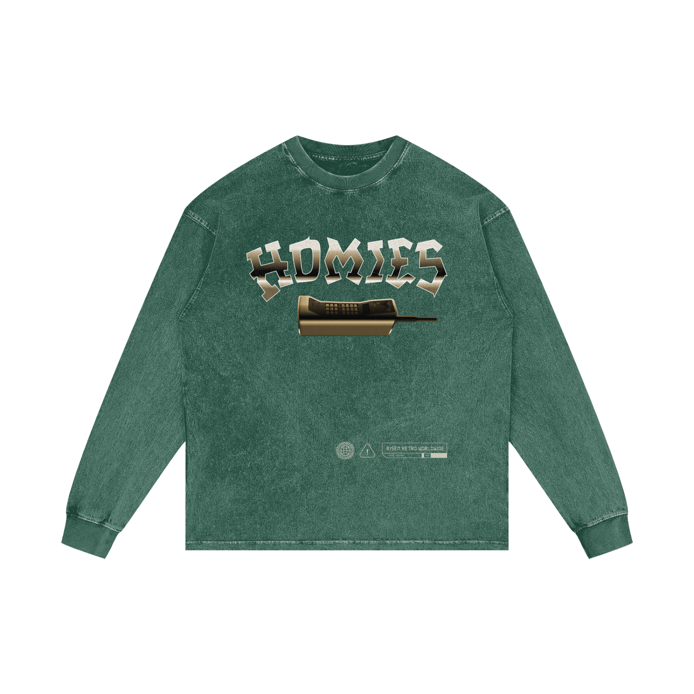 HOMIES 911 X RisenRetro Acid Wash Oversize Long Sleeve T-Shirt