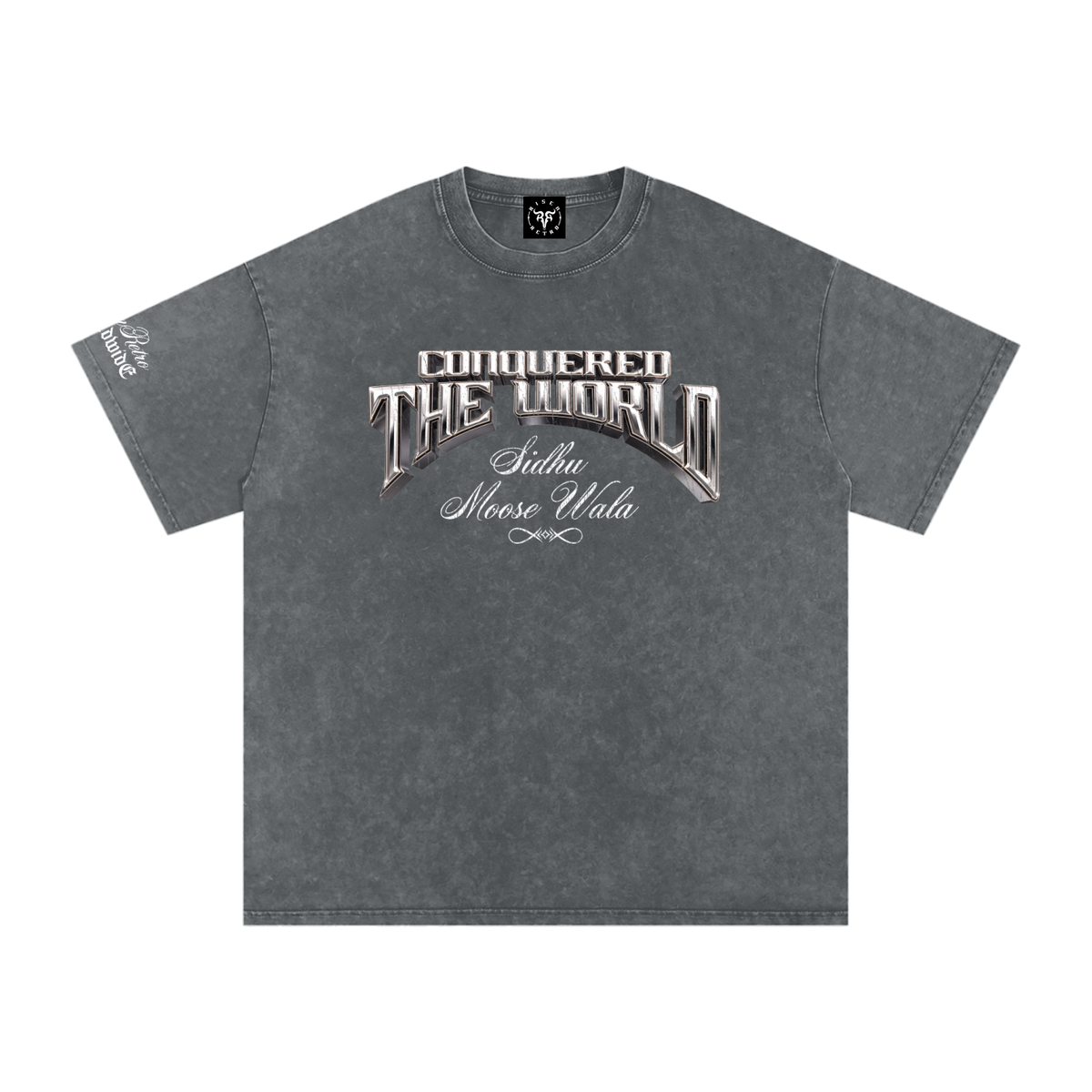 CONQUERED THE WORLD | Snow Washed Oversized Cotton T-Shirt | Sidhu Moose Wala
