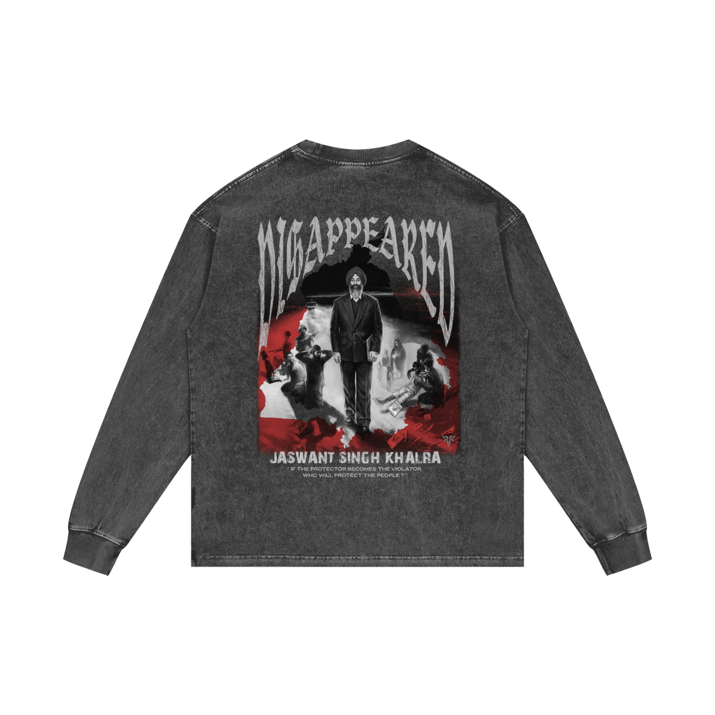 JASWANT SINGH KHALRA DISAPPEARED x Acid Wash Oversize Long Sleeve T-Shirt