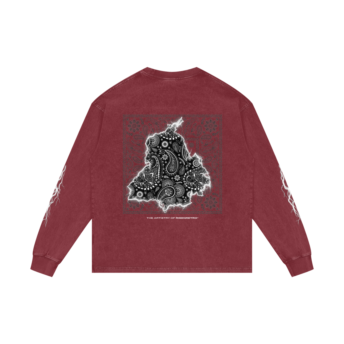 Panjab Bandana Flash V2 | RisenRetro | Acid Wash Oversize Long Sleeve T-Shirt