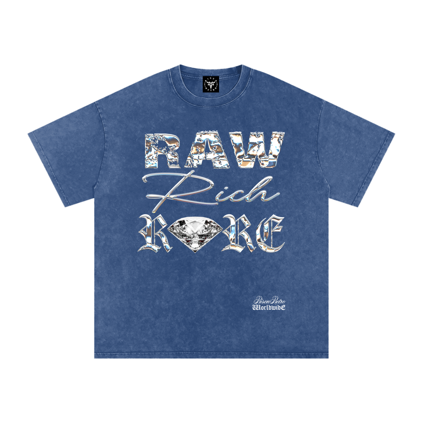 RAW RICH RARE x RISEN RETRO Snow Washed Oversized Cotton T-Shirt