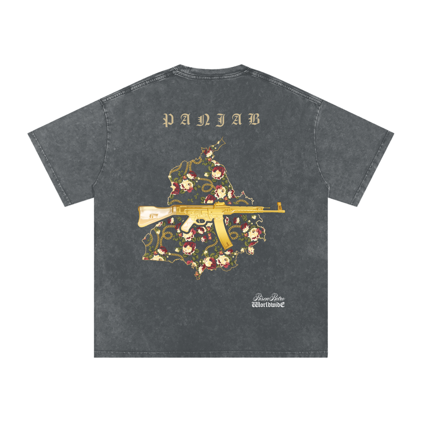 Vintage Panjab V3 X RisenRetro Snow Washed Oversized Cotton T-Shirt
