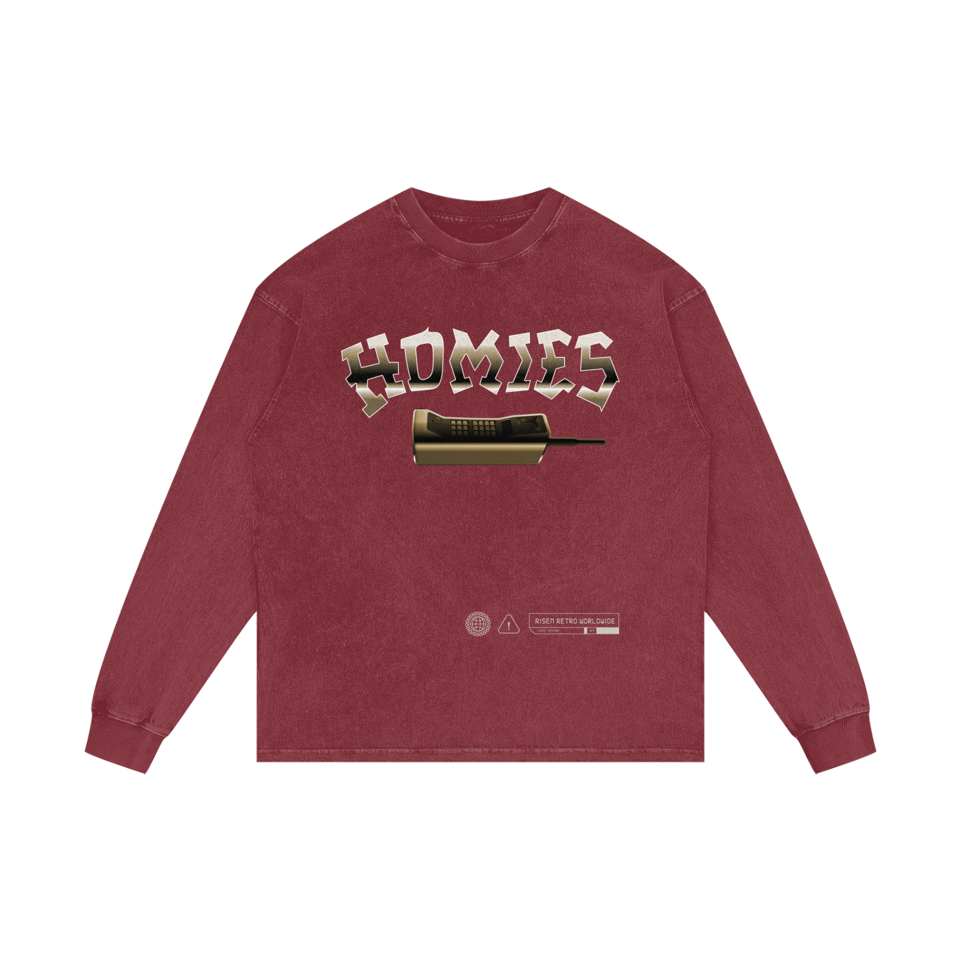 HOMIES 911 X RisenRetro Acid Wash Oversize Long Sleeve T-Shirt