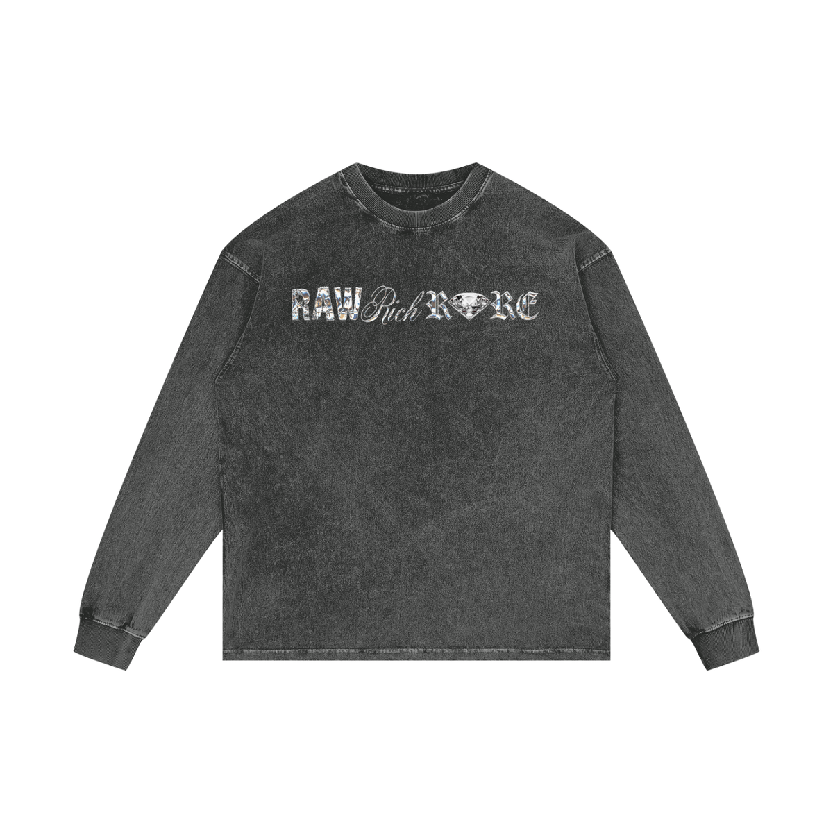 RAW RICH RARE  | RISENRETRO | Acid Wash Oversize Long Sleeve T-Shirt