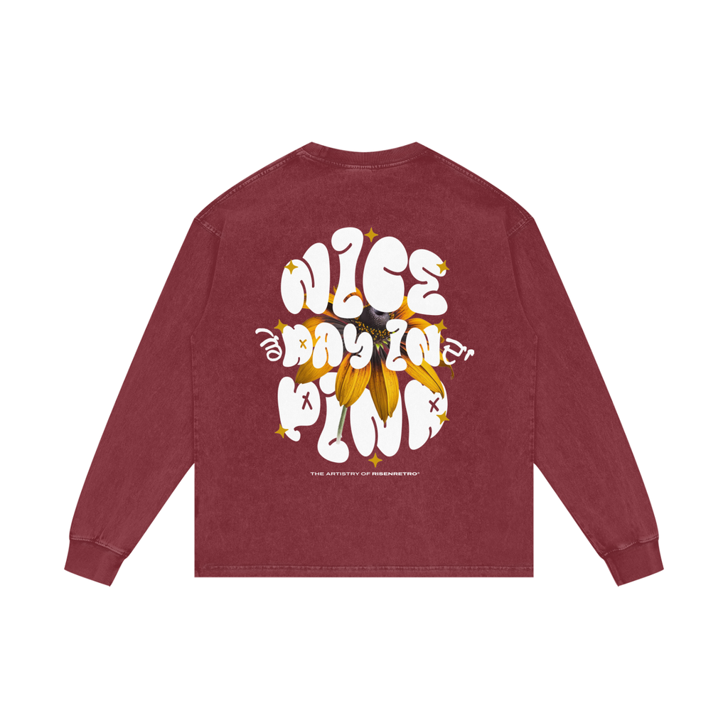 NICE DAY IN DA PIND | RISENRETRO | Acid Wash Oversize Long Sleeve T-Shirt