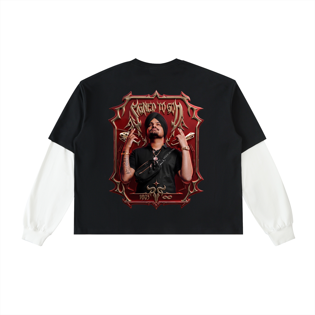 SMW | SIGNED TO GOD | Layered Contrast Sleeve Cotton T-Shirt