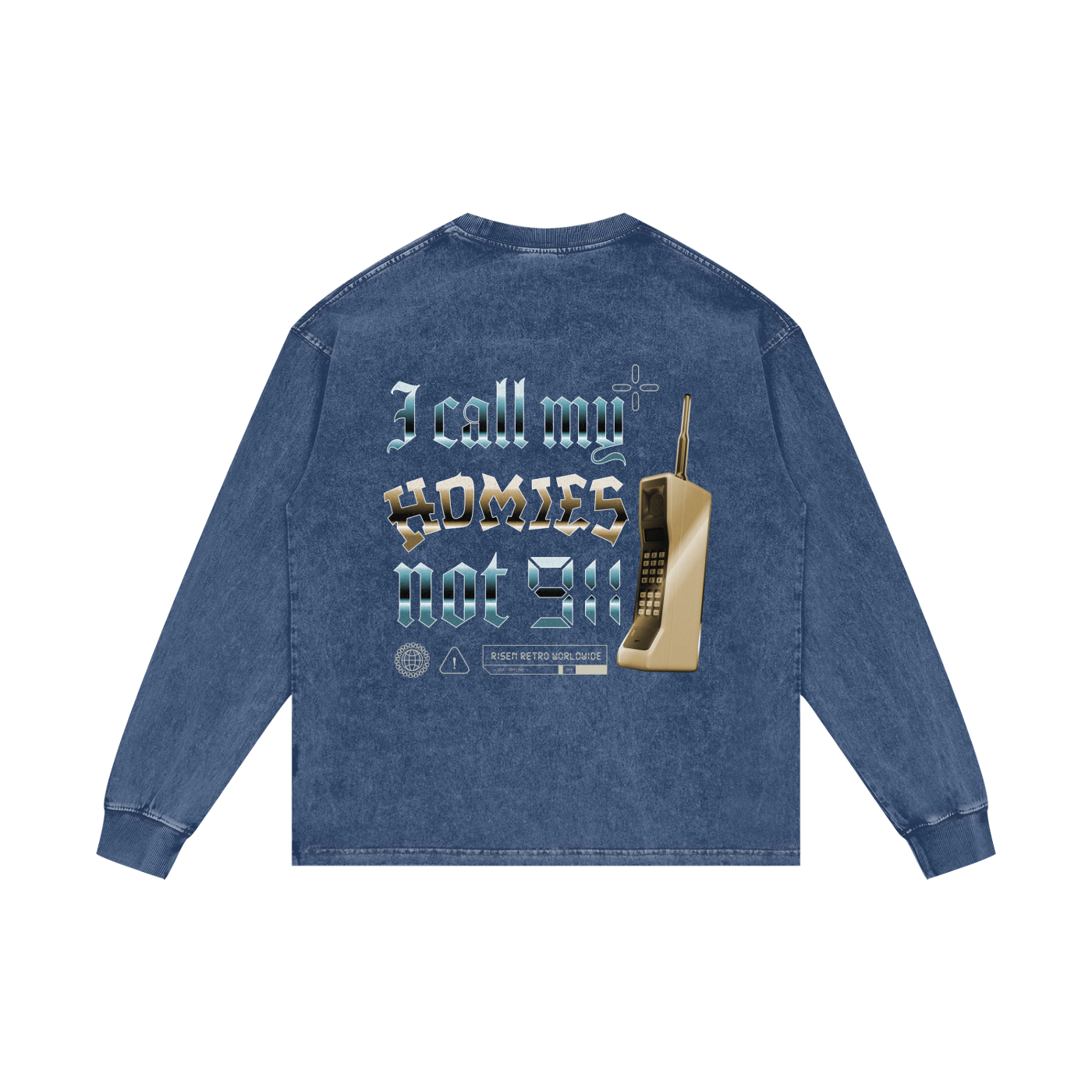 HOMIES 911 X RisenRetro Acid Wash Oversize Long Sleeve T-Shirt