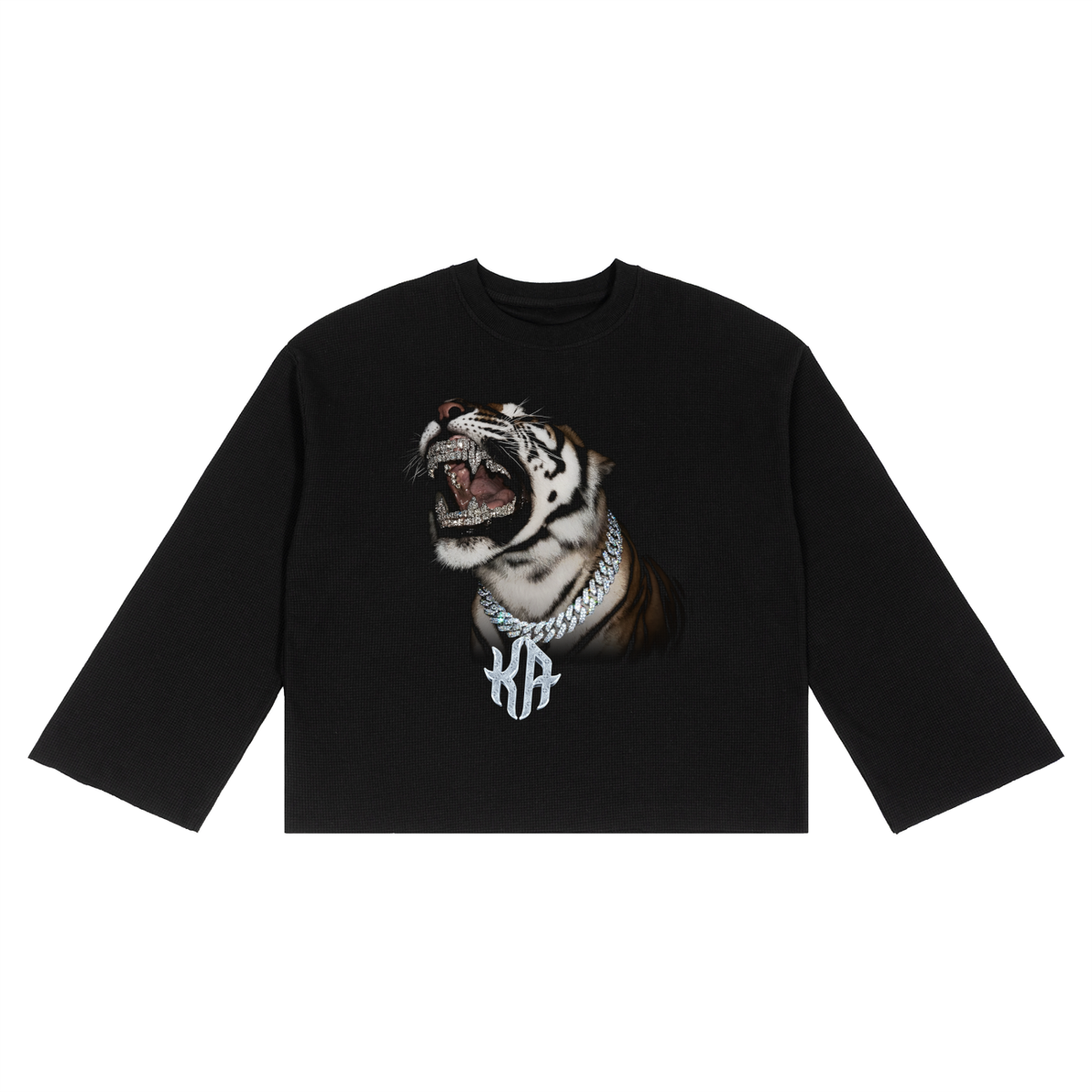TIGER ROAR KA | RISENRETRO | Unisex Waffle Raw Edge T-Shirt