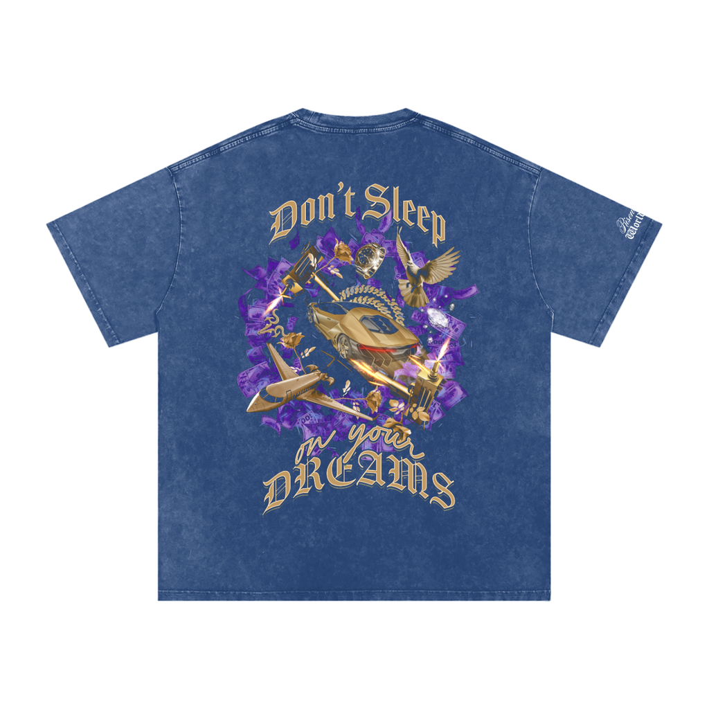 Don't Sleep on Your Dreams X RisenRetro Snow Washed Oversized Cotton T-Shirt