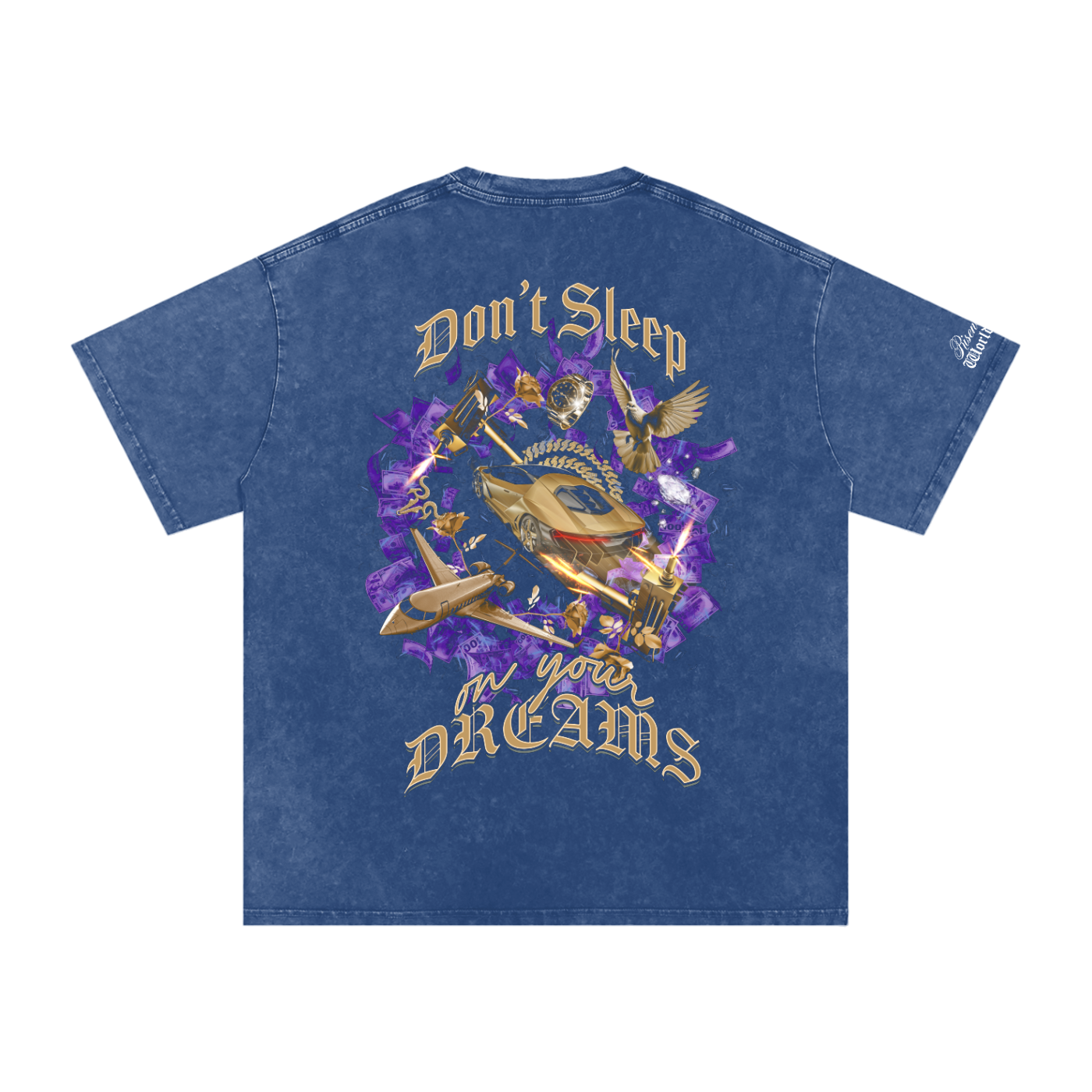 Don't Sleep on Your Dreams X RisenRetro Snow Washed Oversized Cotton T-Shirt