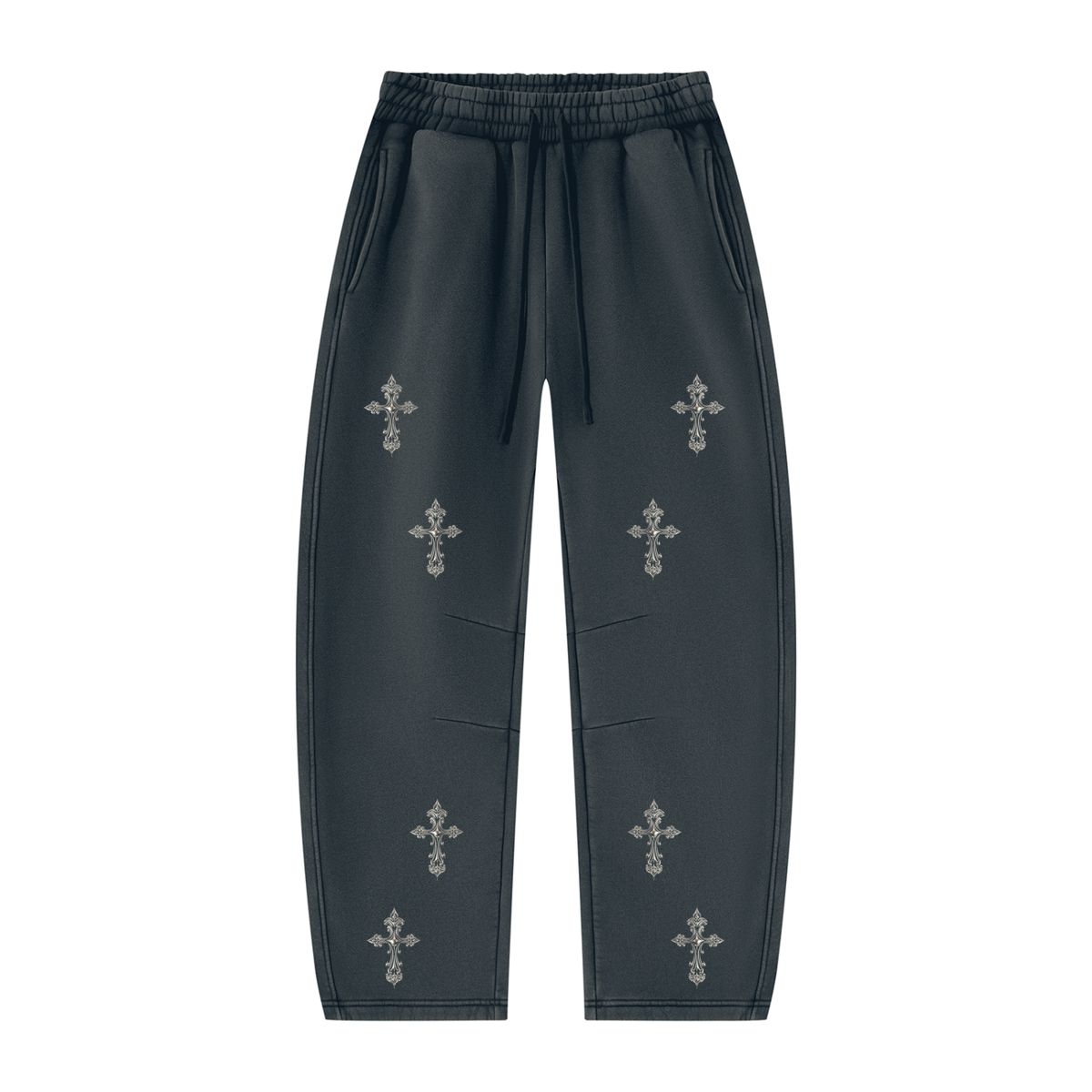 CHROME CROSS | RisenRetro | Unisex Vintage Wash Barrel Leg Fleece Sweatpants