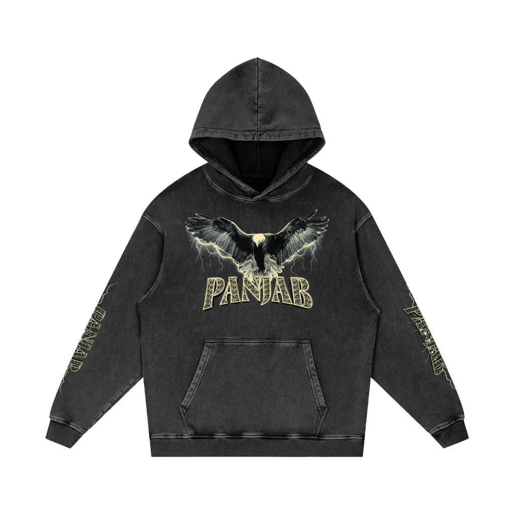 Panjab Vintage Snow Washed Loose Cotton Hoodie