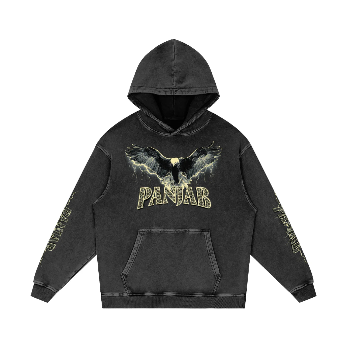 Panjab Vintage Snow Washed Loose Cotton Hoodie