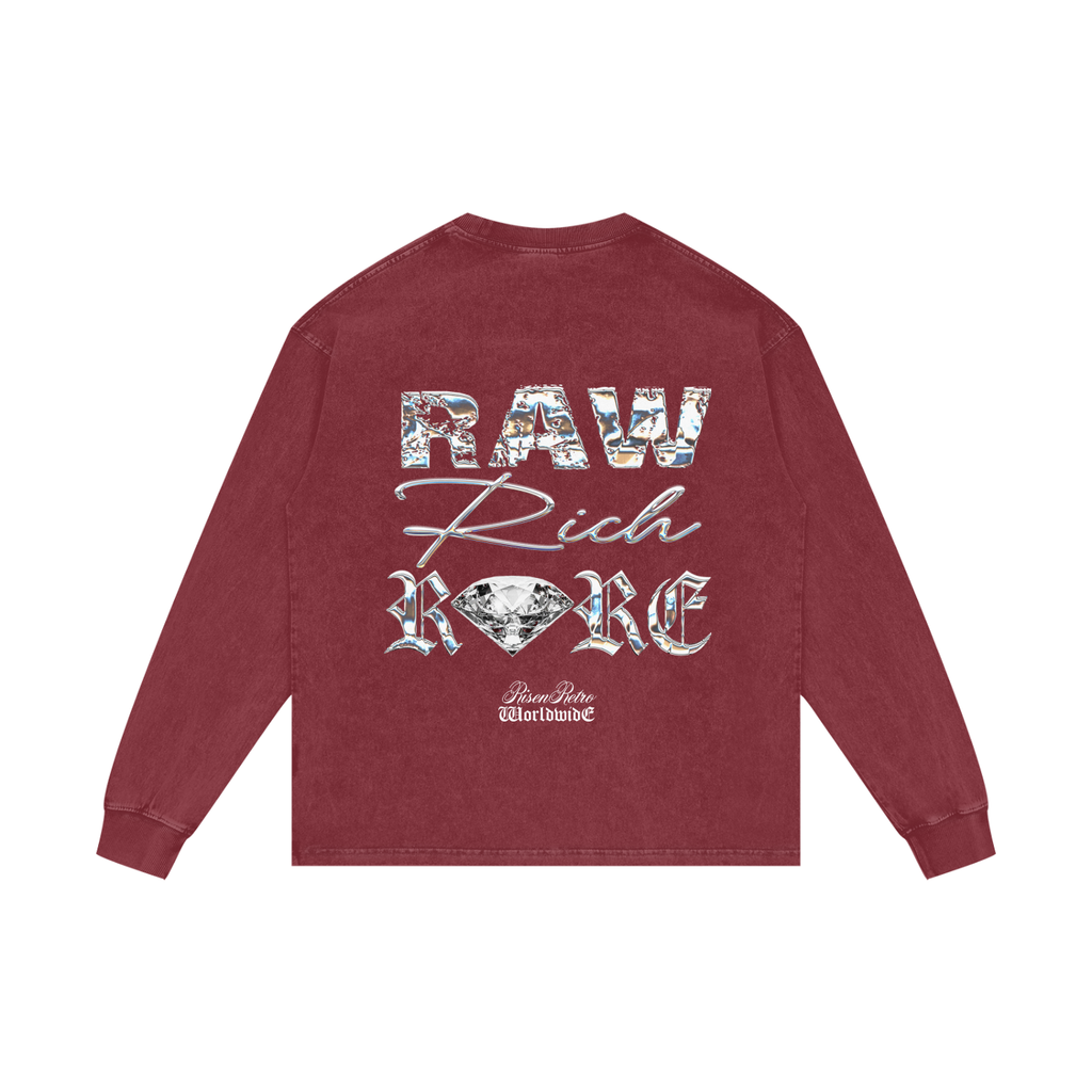 RAW RICH RARE  | RISENRETRO | Acid Wash Oversize Long Sleeve T-Shirt