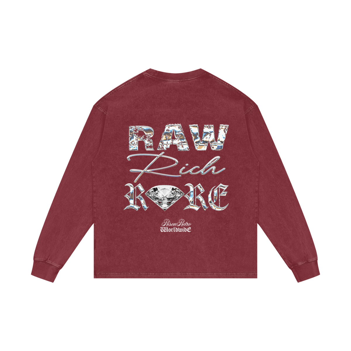 RAW RICH RARE  | RISENRETRO | Acid Wash Oversize Long Sleeve T-Shirt