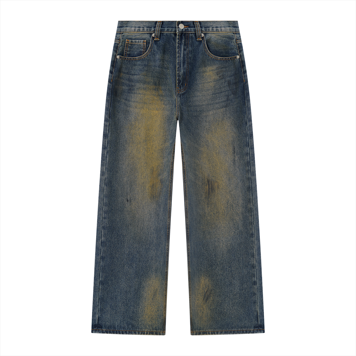 RISENRETRO | Men's Vintage Wash Wide Leg Denim Jeans