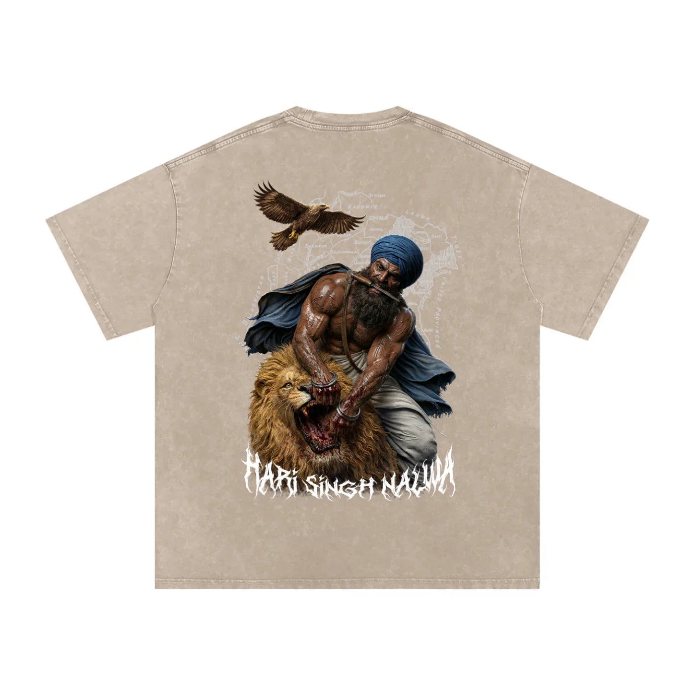 Sher-e-Punjab: Nalwa Edition Snow Washed Oversized Cotton T-Shirt