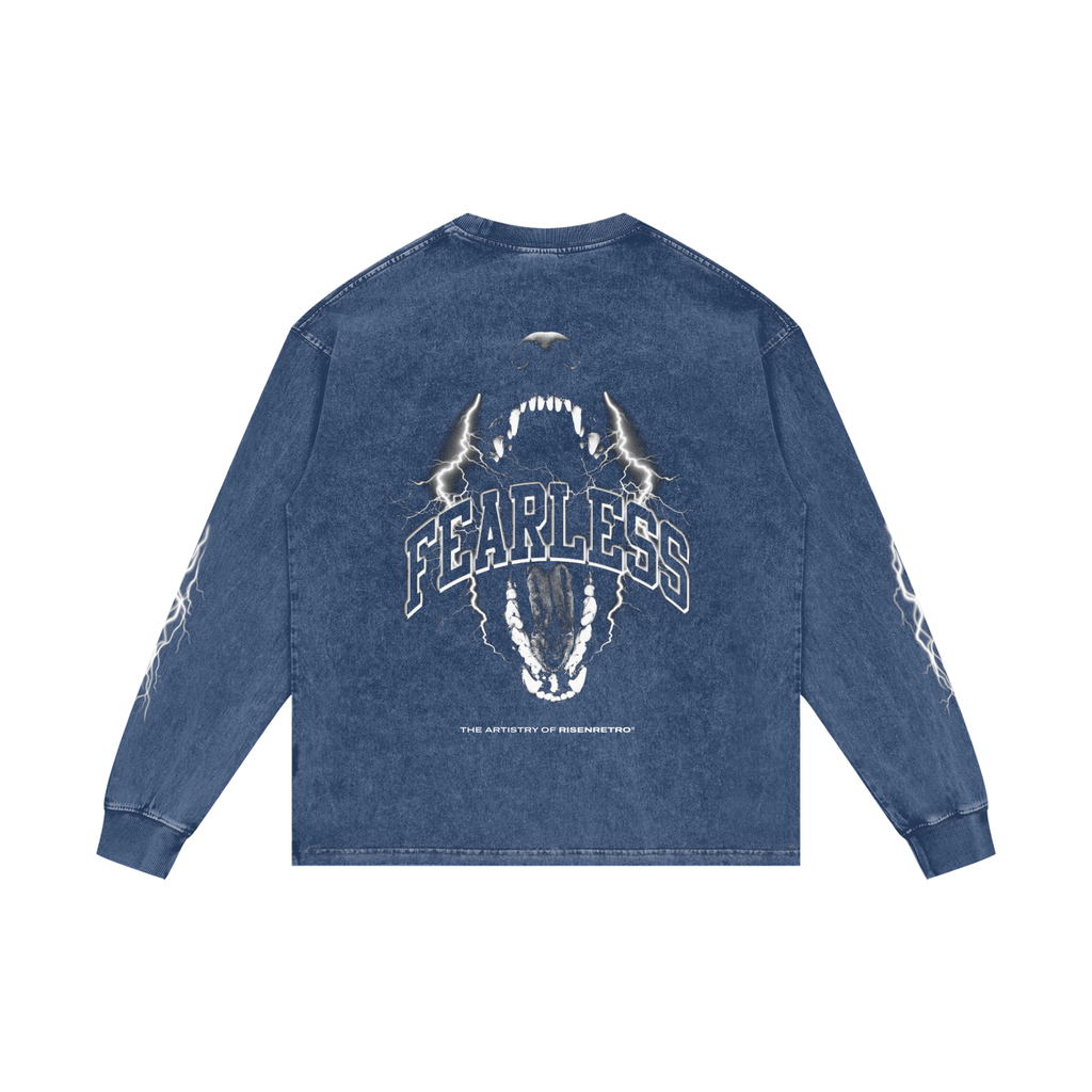 FEARLESS | RISENRETRO | Acid Wash Oversize Long Sleeve T-Shirt