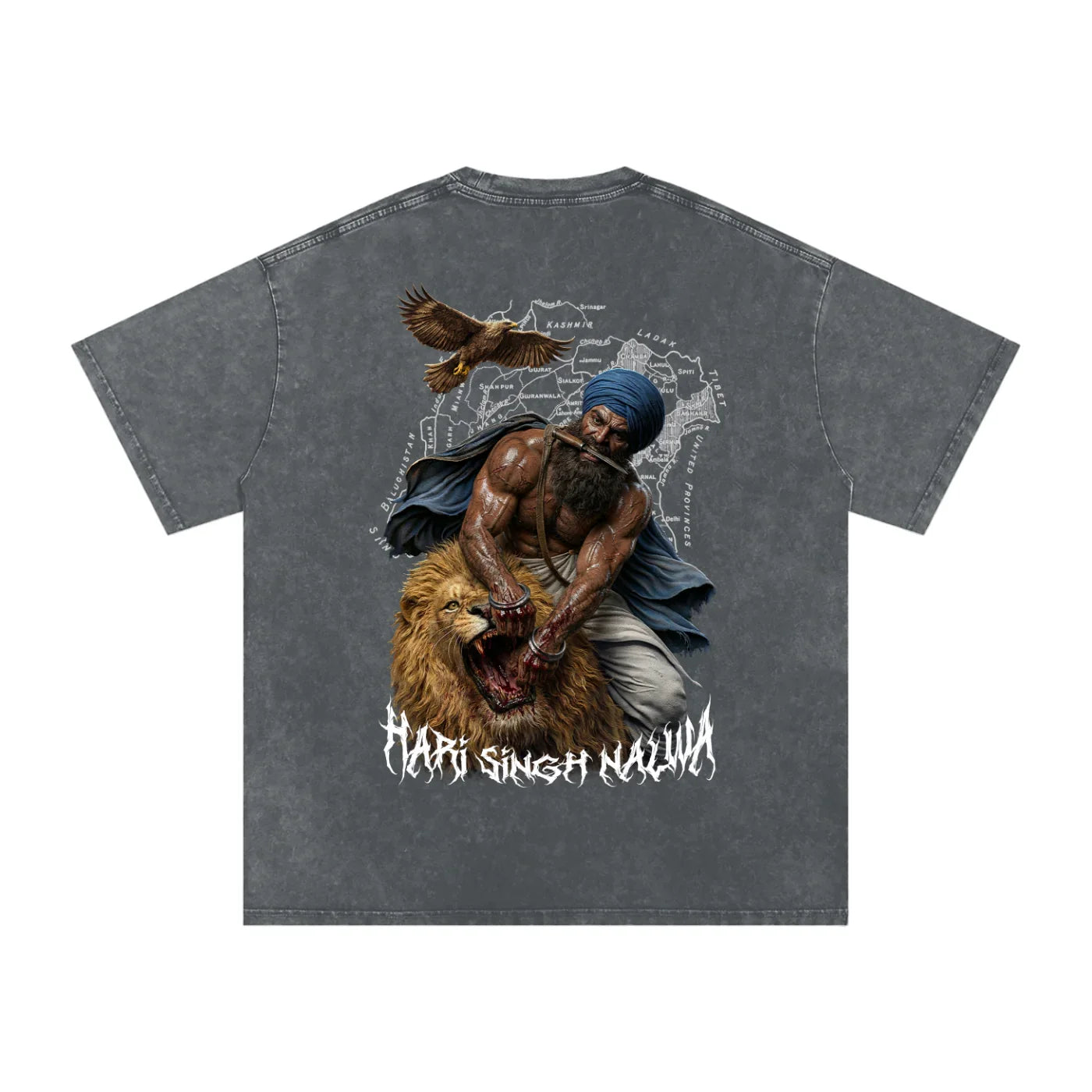 Sher-e-Punjab: Nalwa Edition Snow Washed Oversized Cotton T-Shirt