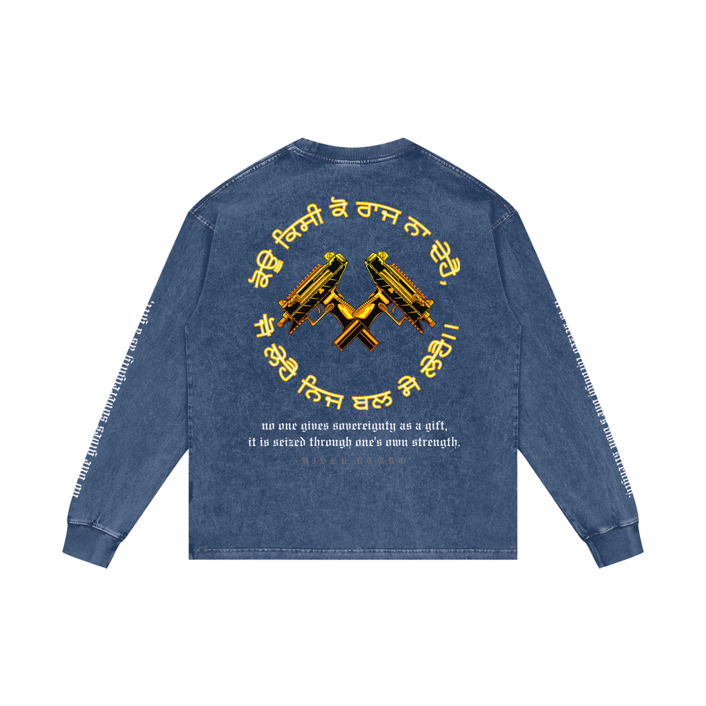 FORCE OF WILL 3 | RISENRETRO | Acid Wash Oversize Long Sleeve T-Shirt