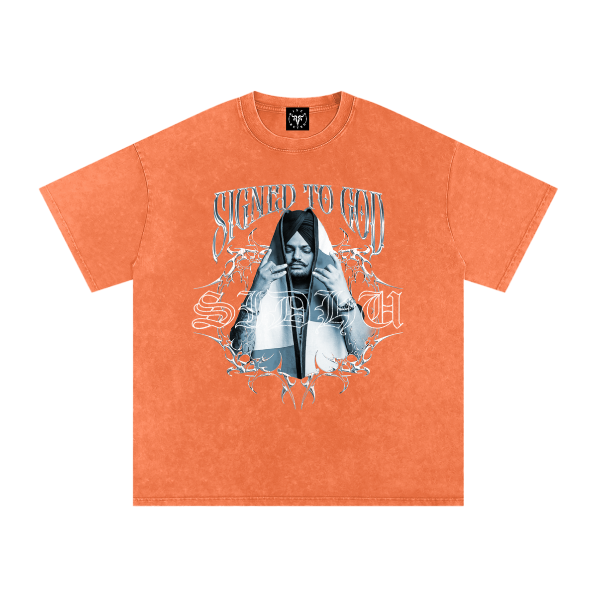 SIGNED TO GOD | SIDHU MOOSE WALA | Snow Washed Oversized Cotton T-Shirt | RISENRETRO