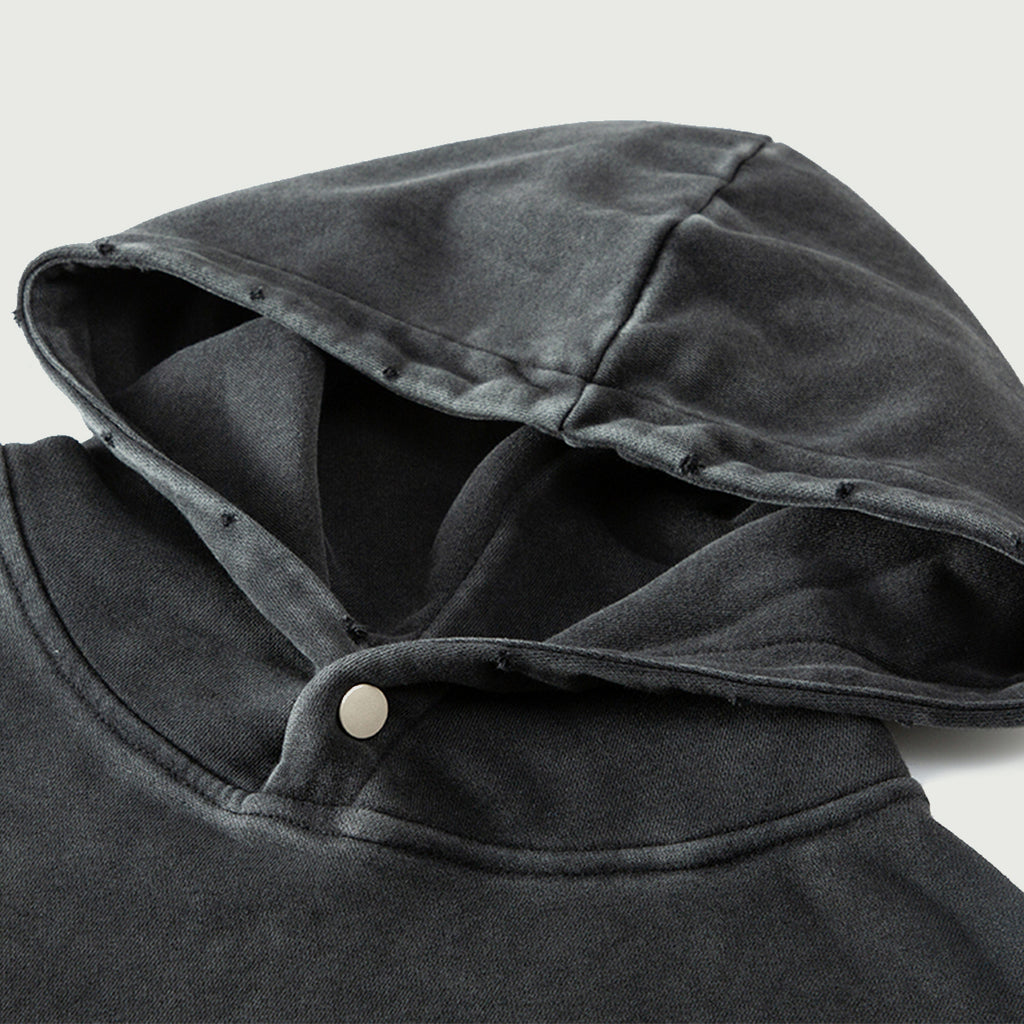 KHARKU LIFE x Risen Retro Embroidery 380 GSM snow Washed Hoodie