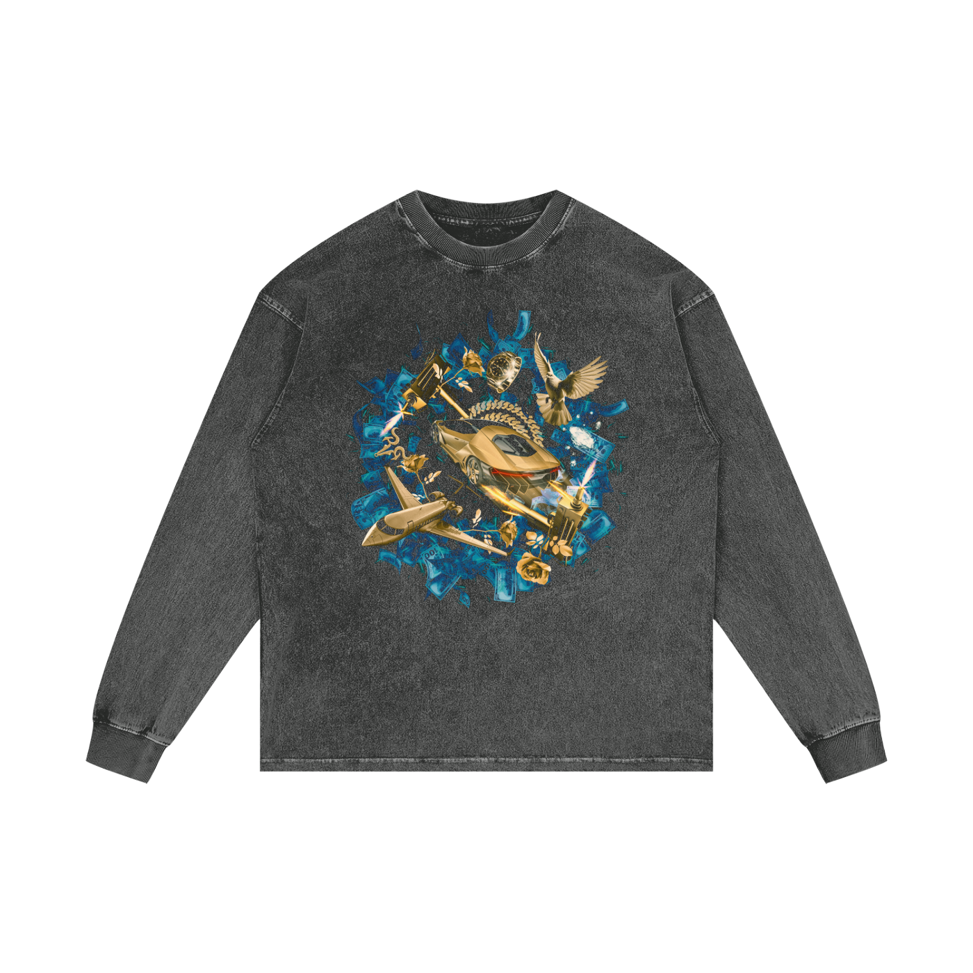 Don't Sleep on your Dreams X RisenRetro Acid Wash Oversize Long Sleeve T-Shirt