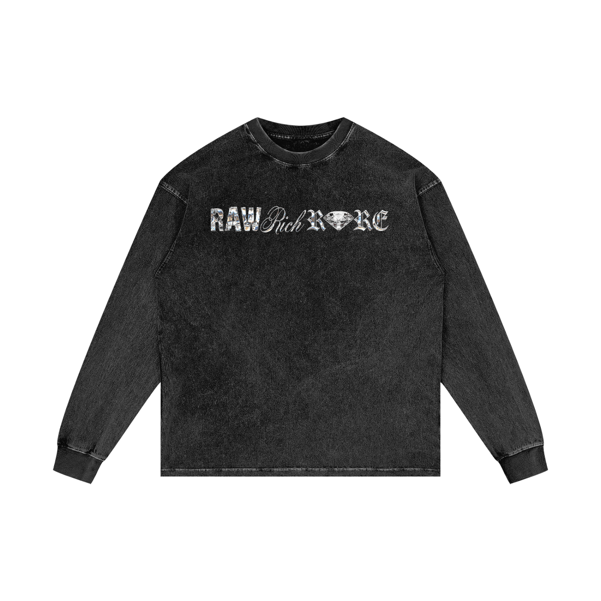 RAW RICH RARE  | RISENRETRO | Acid Wash Oversize Long Sleeve T-Shirt