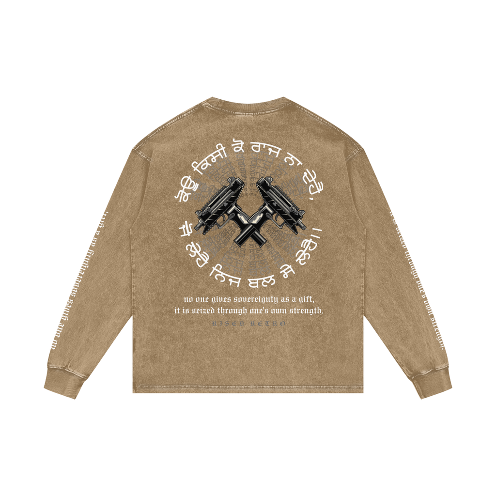 FORCE OF WILL | RISENRETRO | Acid Wash Oversize Long Sleeve T-Shirt