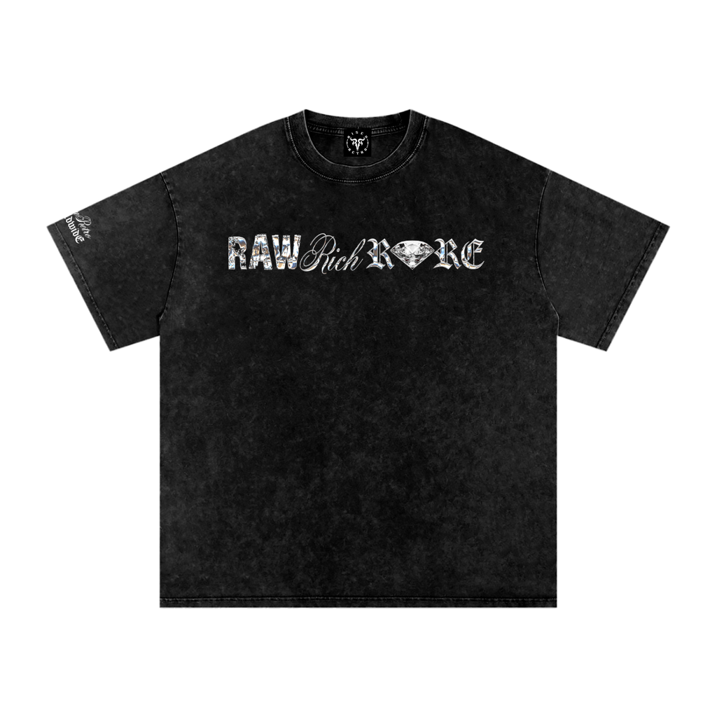RAW RICH RARE X Risen Retro V2 Snow Washed Oversized Cotton T-Shirt