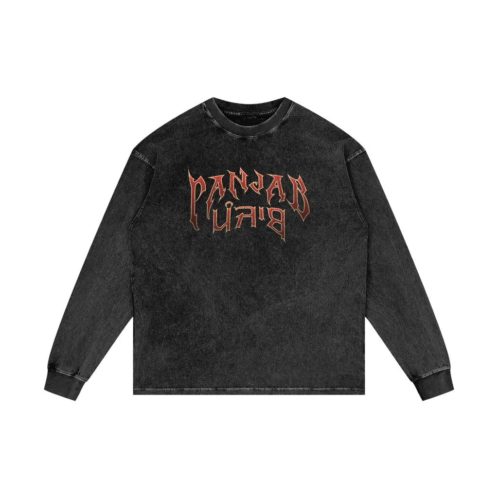 Panjab Bloodline X RisenRetro Acid Wash Oversize Long Sleeve T-Shirt