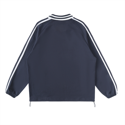 Risen Retro Monogram Contrast Striped Lapel Collar Sweatshirt