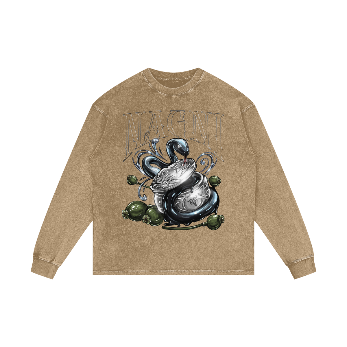 NAGNI | RISENRETRO | Acid Wash Oversize Long Sleeve T-Shirt