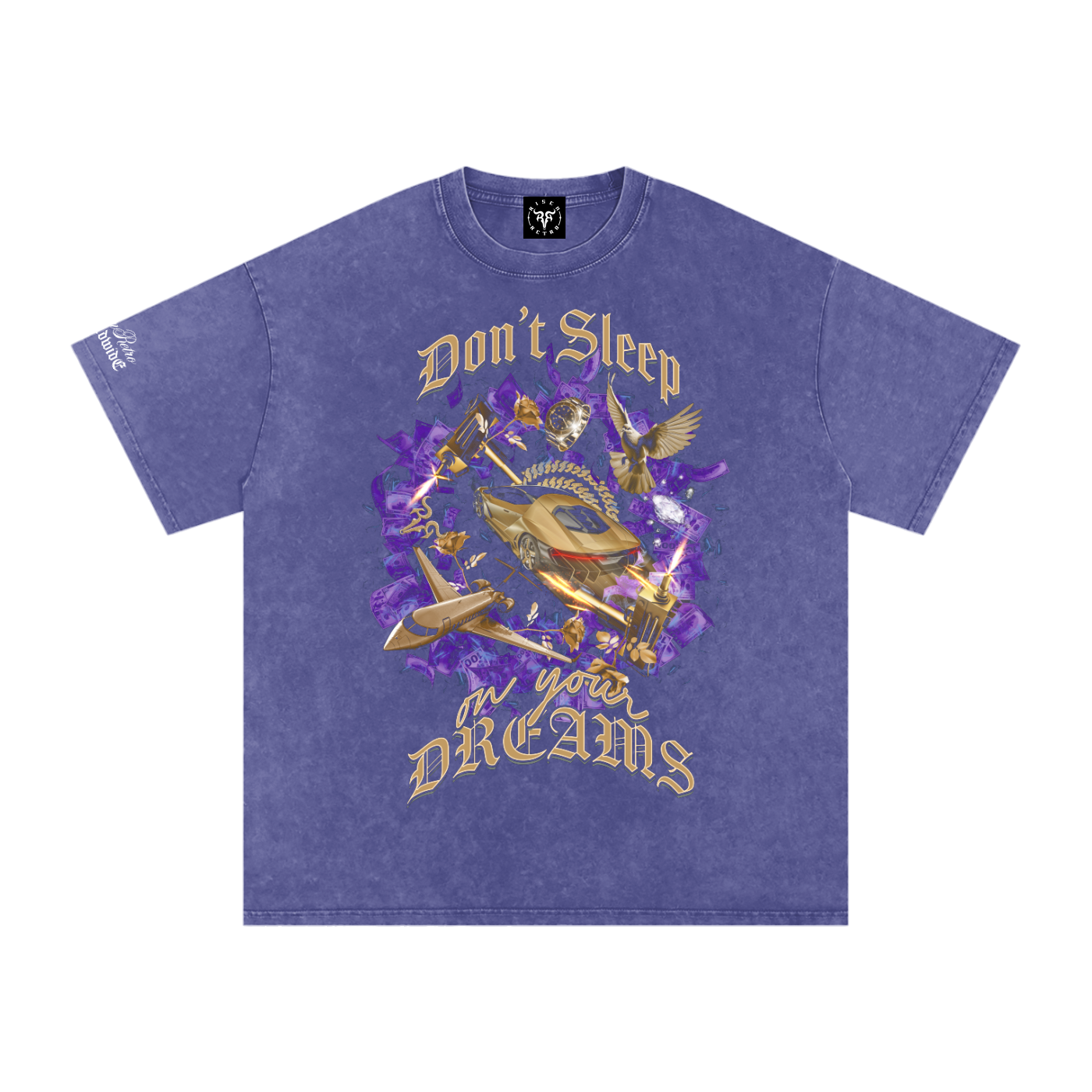 Don't Sleep on Your Dreams X RisenRetro Snow Washed Oversized Cotton T-Shirt
