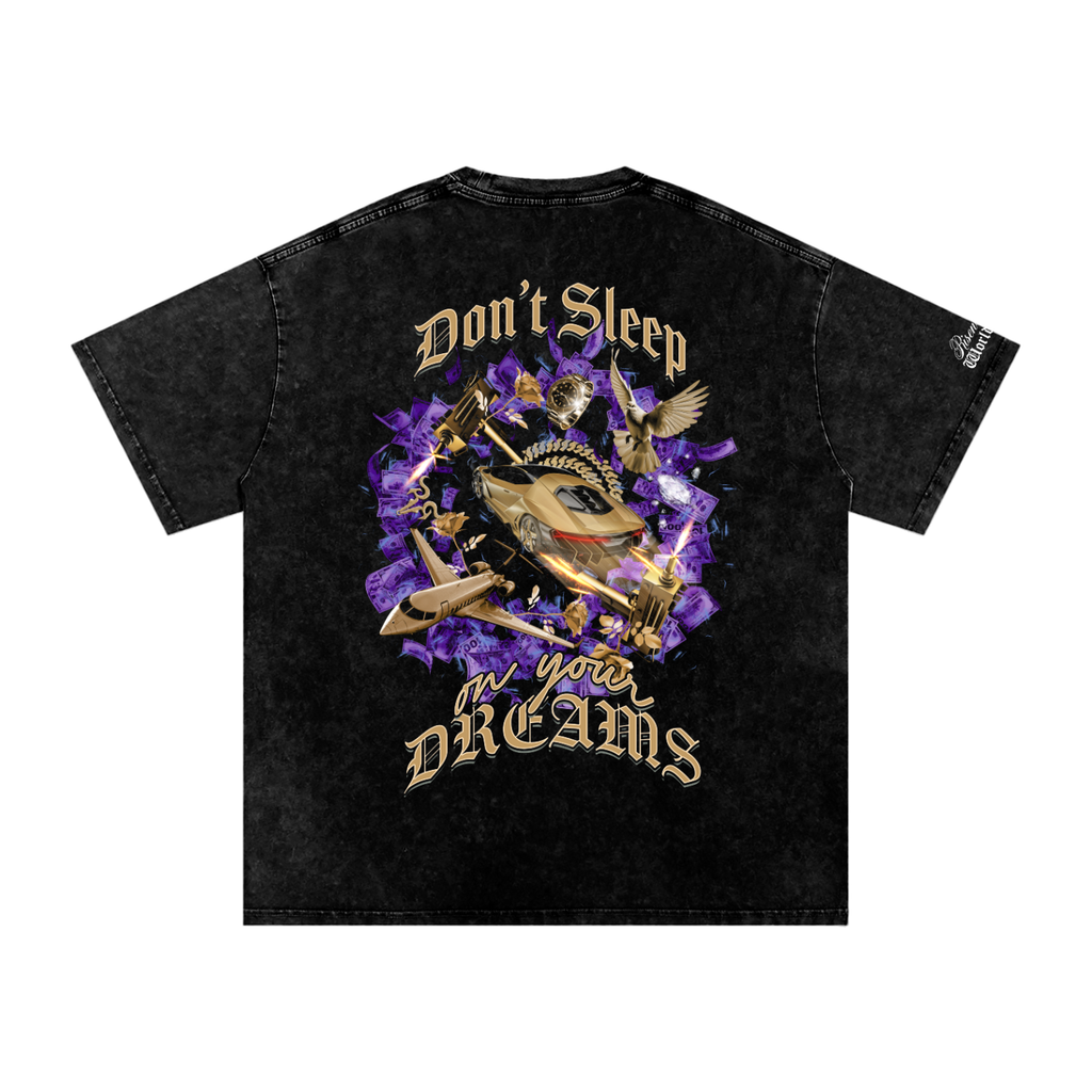 Don't Sleep on Your Dreams X RisenRetro Snow Washed Oversized Cotton T-Shirt